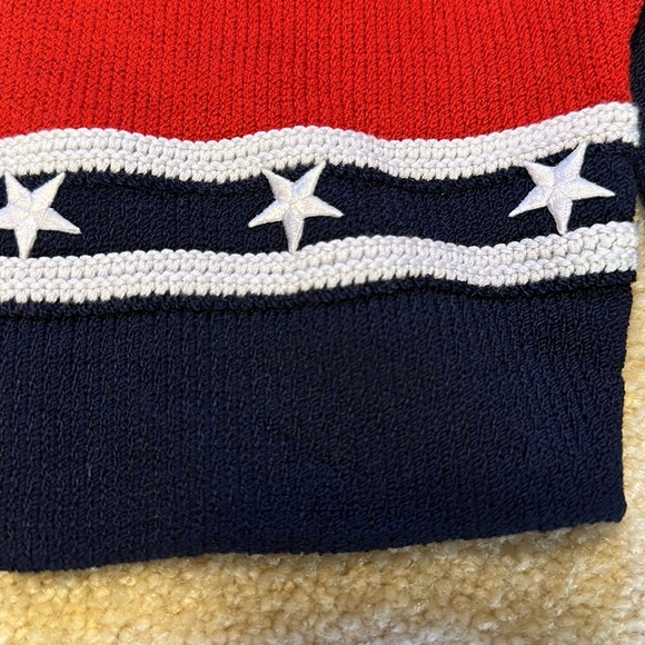 St John Sport red, white, and blue zip front sweater with stars Size L - Picture 6 of 13